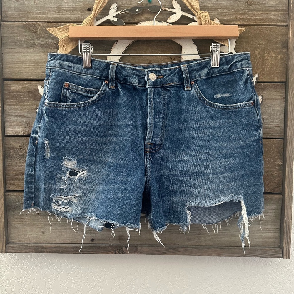 Topshop Distressed Blue Denim Women's Shorts‎ 100% cotton US 10